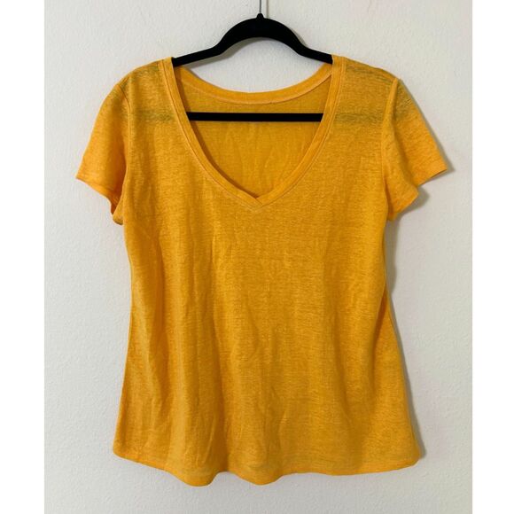 Eileen Fisher 100% Organic‎ Linen v neck tee shrit women's S orange minimalist - Picture 1 of 8